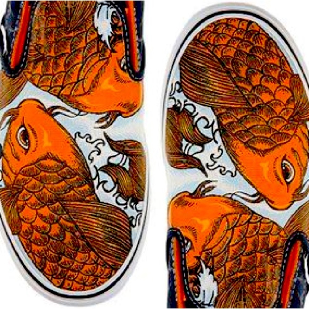 RARE Koi Fish Slip on Custom Vans Brand Shoes